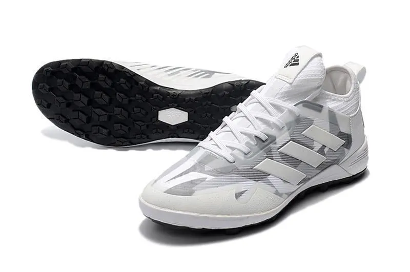 Adidas ACE TF Grass Spike Soccer Cleats Shoes White Gray