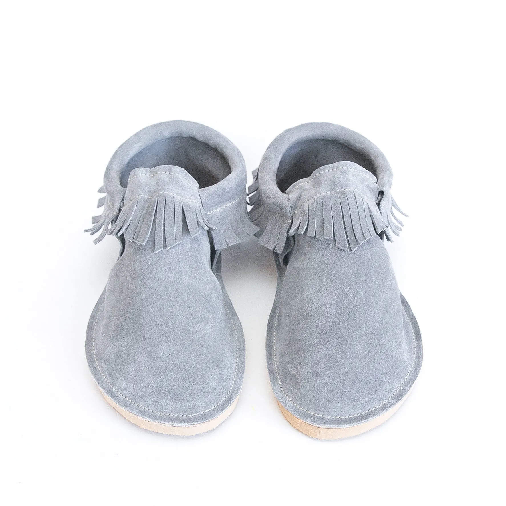 Adult Moccasin - Classic Fringe - Storm Cloud Suede
