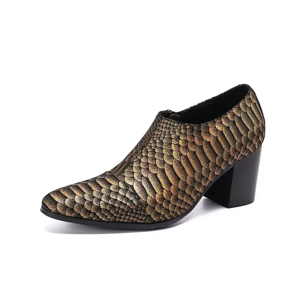 AlliLuxe Embossed Slip-on Dress Shoes