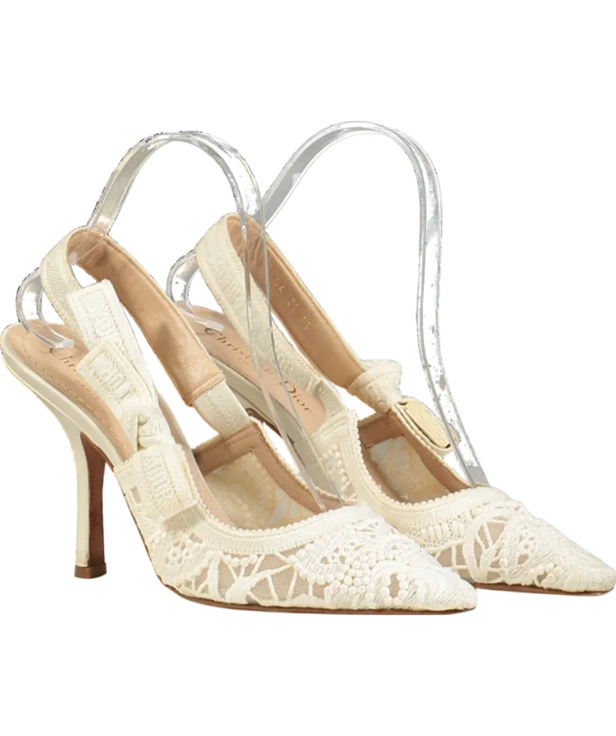 Christian Dior Embroidered Lace Slingback Heels UK 5 EU 38 