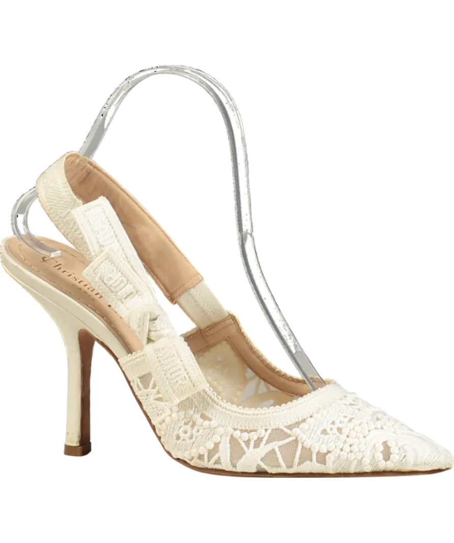 Christian Dior Embroidered Lace Slingback Heels UK 5 EU 38 