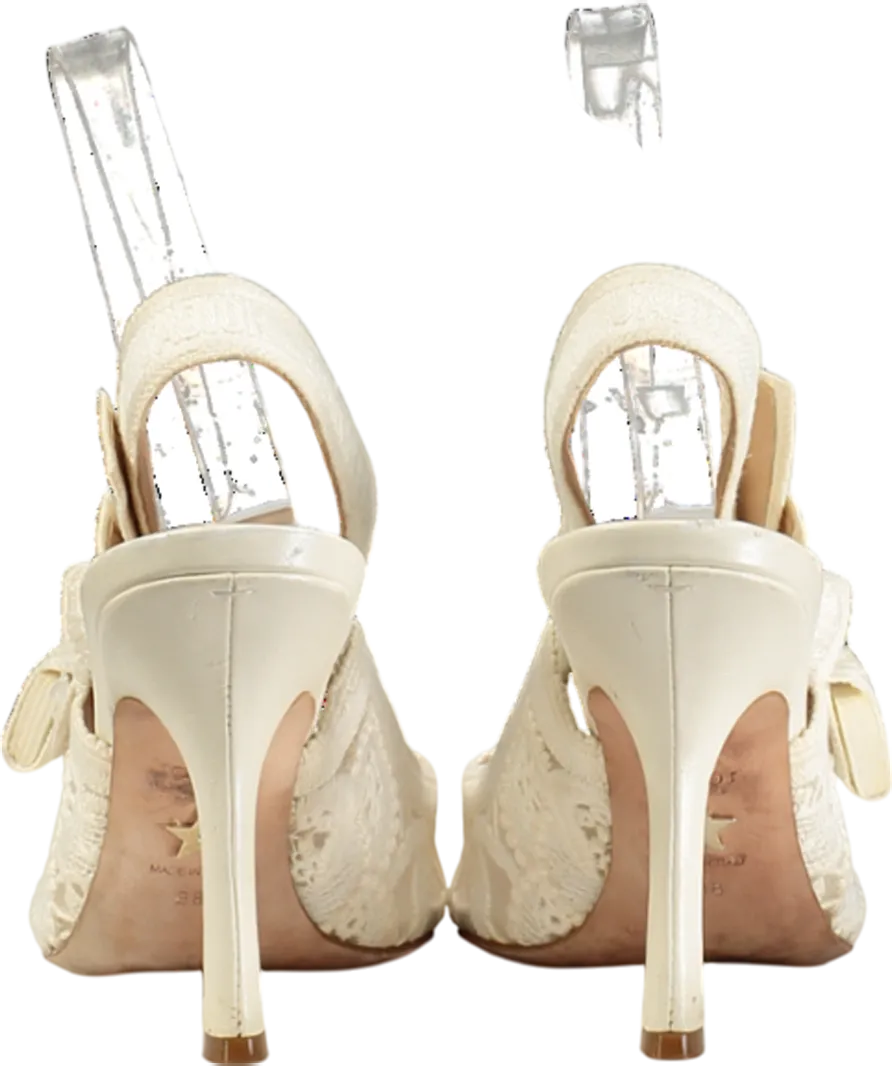 Christian Dior Embroidered Lace Slingback Heels UK 5 EU 38 