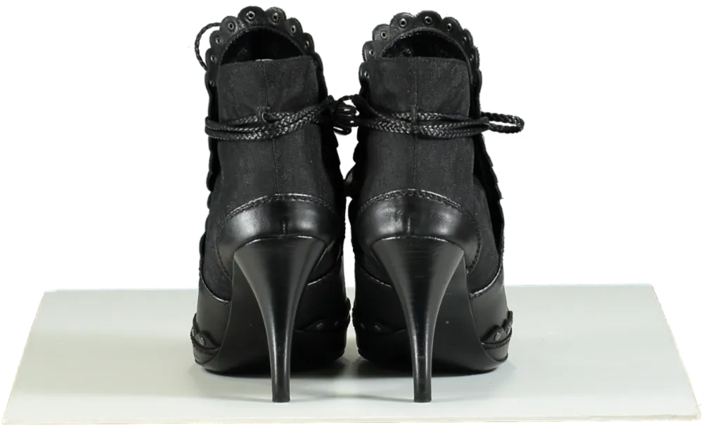 Dior Black Ankle Boots with D-Buckle Detail UK 4 EU 37