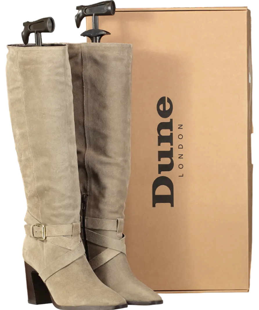 Dune Beige Solanna Block Heel Knee High Boots UK 4 EU 37 