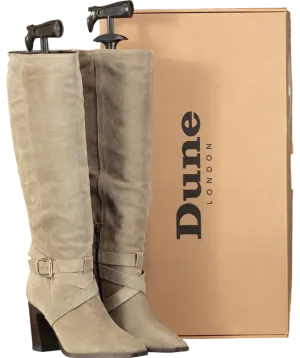 Dune Beige Solanna Block Heel Knee High Boots UK 4 EU 37 