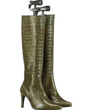 DUO Green Freya Knee High Boots in Green Croc UK 4 EU 37 