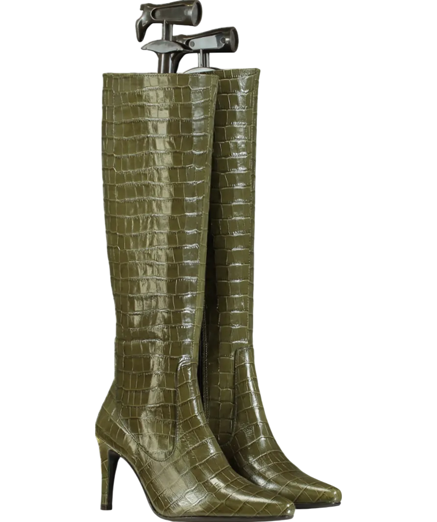 DUO Green Freya Knee High Boots in Green Croc UK 4 EU 37 