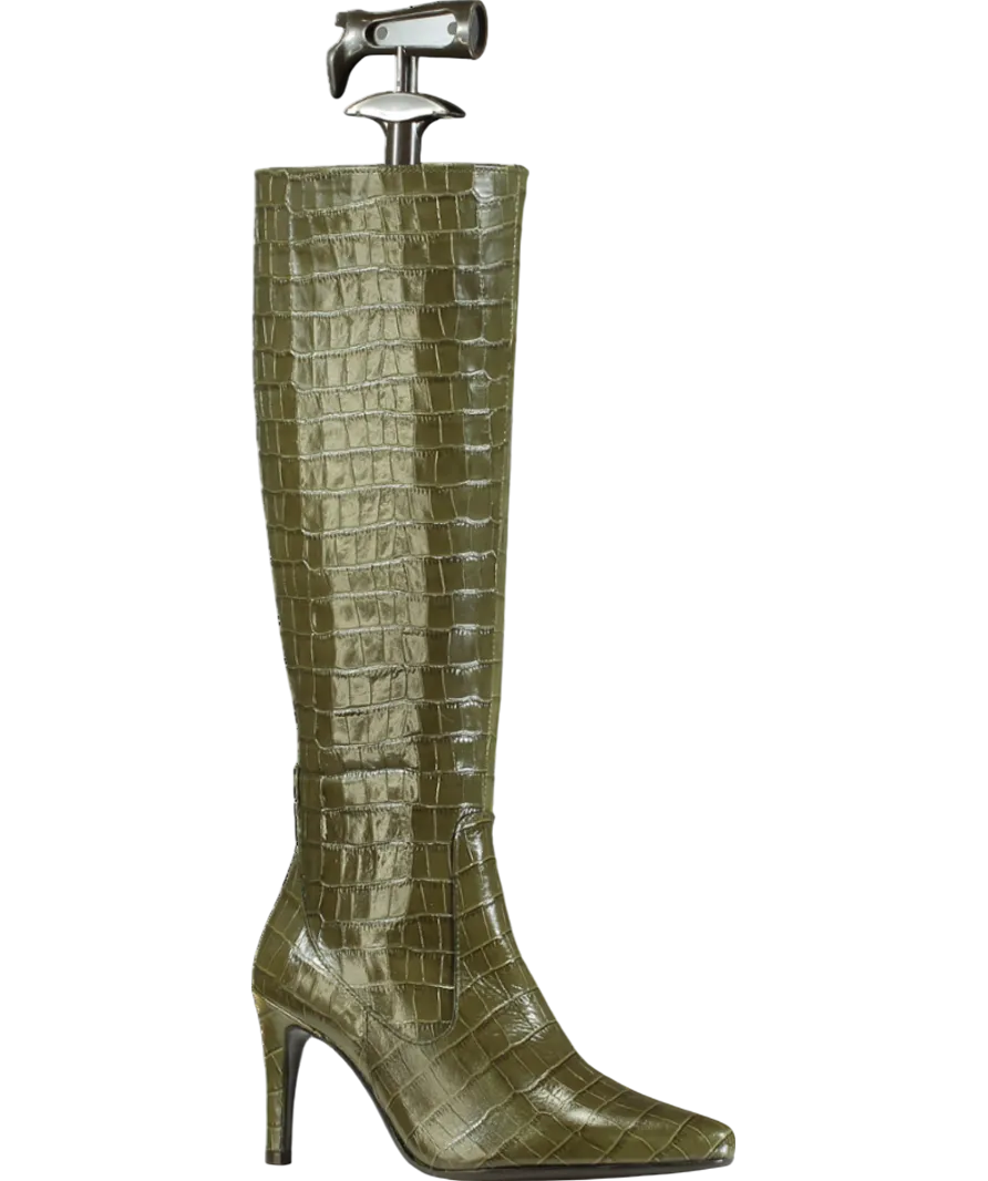 DUO Green Freya Knee High Boots in Green Croc UK 4 EU 37 
