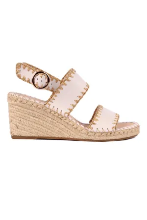 Gogos Leather Wedge Sandals in White