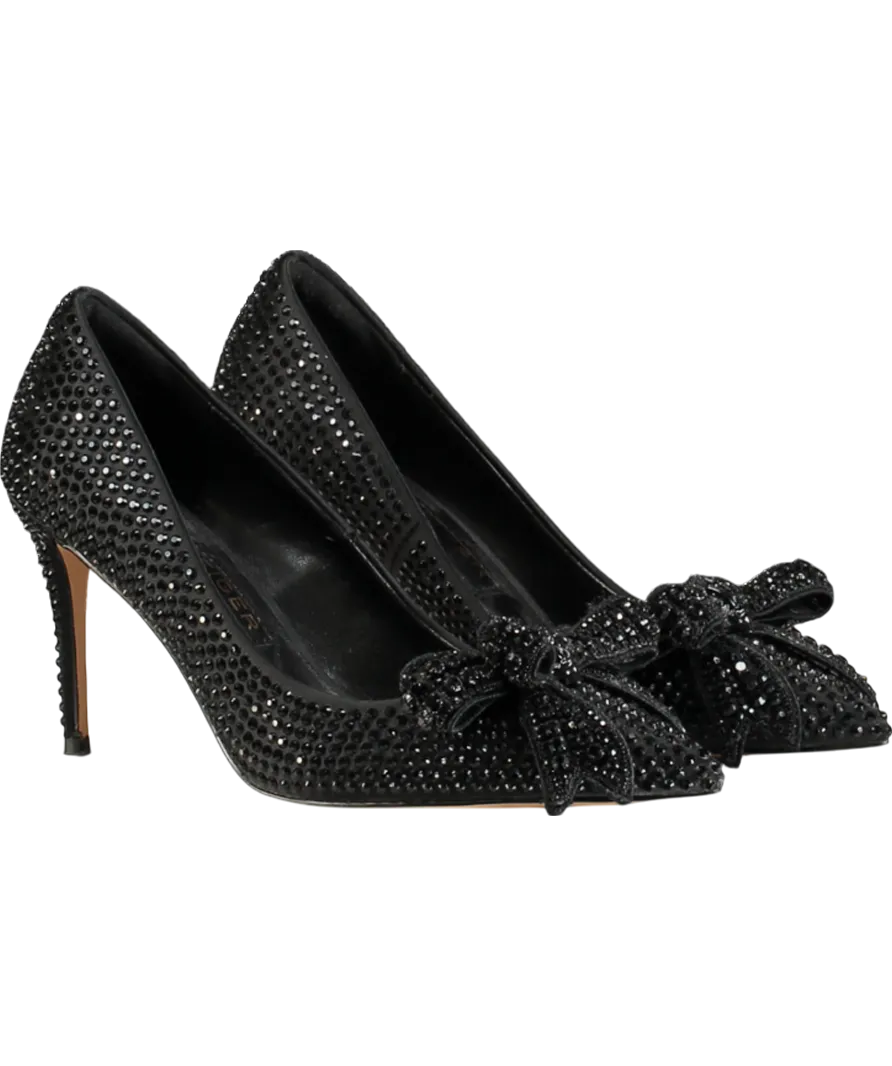 Kurt Geiger Black Belgravia Crystal Bow Heels UK 4 EU 37 
