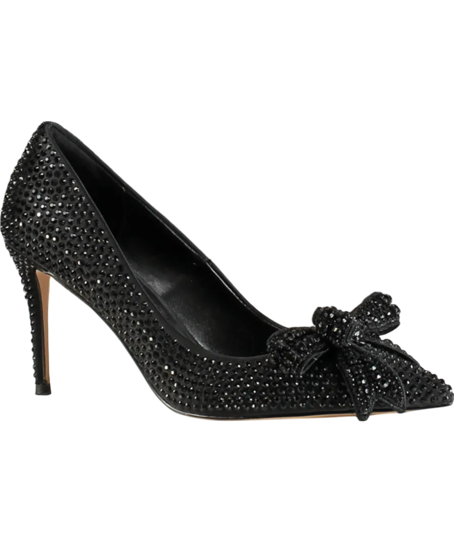 Kurt Geiger Black Belgravia Crystal Bow Heels UK 4 EU 37 
