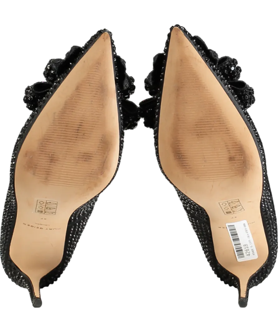 Kurt Geiger Black Belgravia Crystal Bow Heels UK 4 EU 37 
