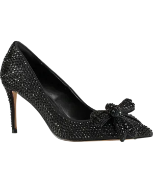 Kurt Geiger Black Belgravia Crystal Bow Heels UK 4 EU 37 