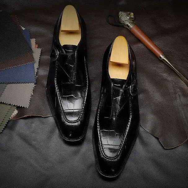 LuxeGrip Exotic Alligator Slip On Dress Shoes