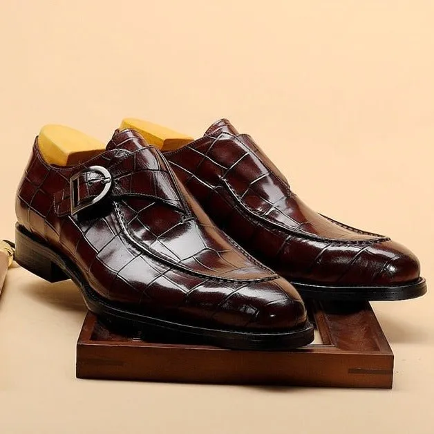 LuxeGrip Exotic Alligator Slip On Dress Shoes