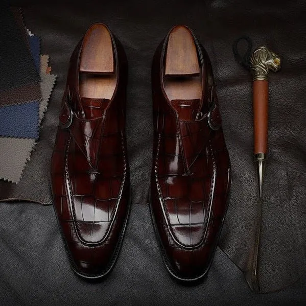 LuxeGrip Exotic Alligator Slip On Dress Shoes