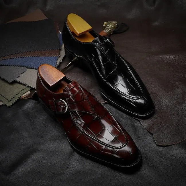 LuxeGrip Exotic Alligator Slip On Dress Shoes