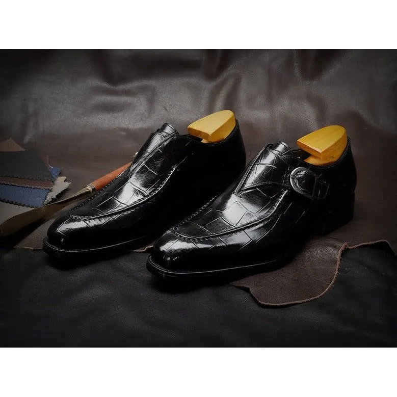 LuxeGrip Exotic Alligator Slip On Dress Shoes