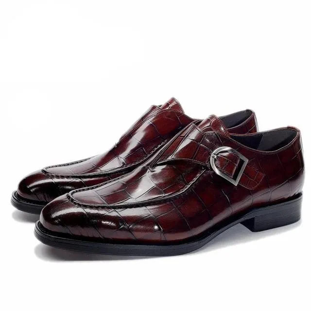 LuxeGrip Exotic Alligator Slip On Dress Shoes