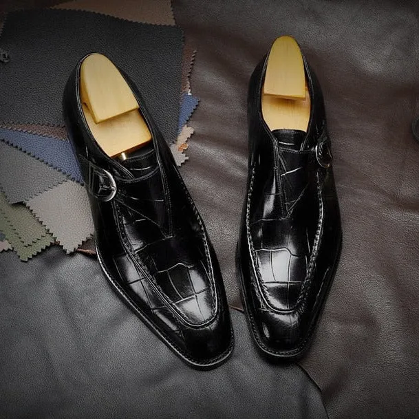 LuxeGrip Exotic Alligator Slip On Dress Shoes