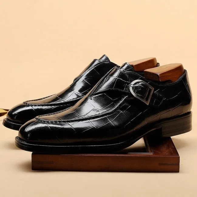 LuxeGrip Exotic Alligator Slip On Dress Shoes