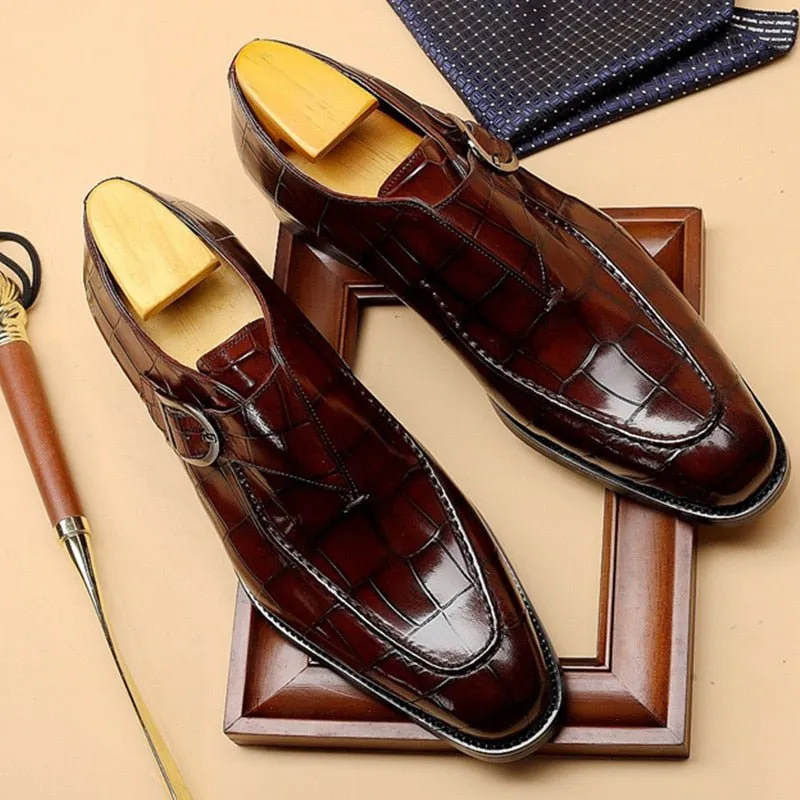 LuxeGrip Exotic Alligator Slip On Dress Shoes