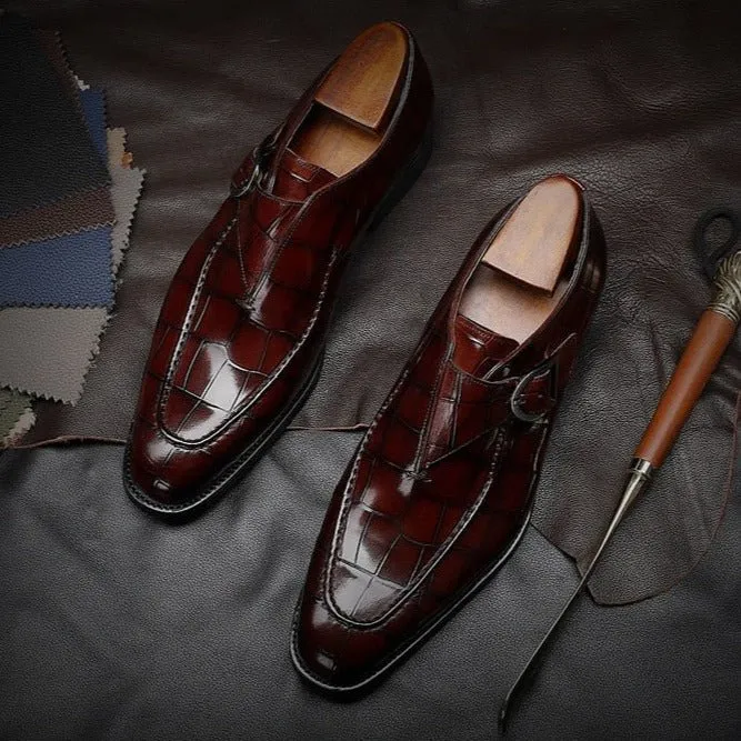 LuxeGrip Exotic Alligator Slip On Dress Shoes