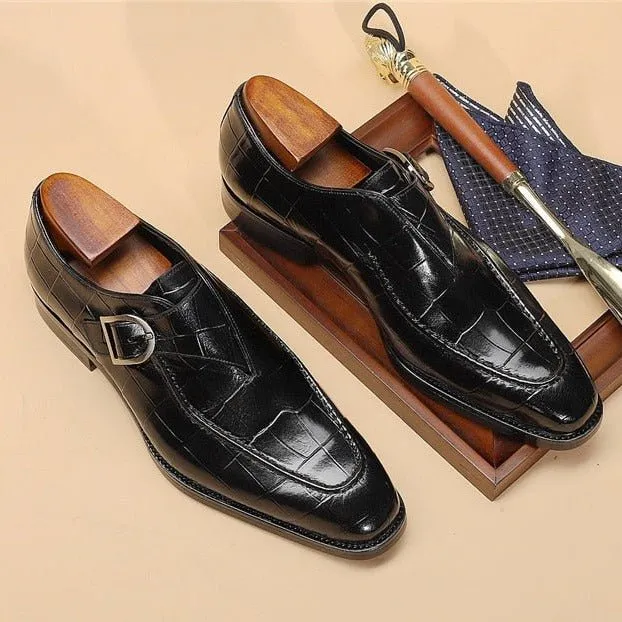 LuxeGrip Exotic Alligator Slip On Dress Shoes