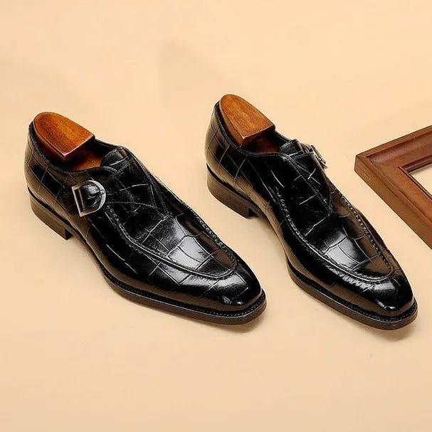 LuxeGrip Exotic Alligator Slip On Dress Shoes
