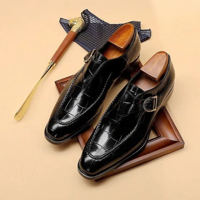 LuxeGrip Exotic Alligator Slip On Dress Shoes
