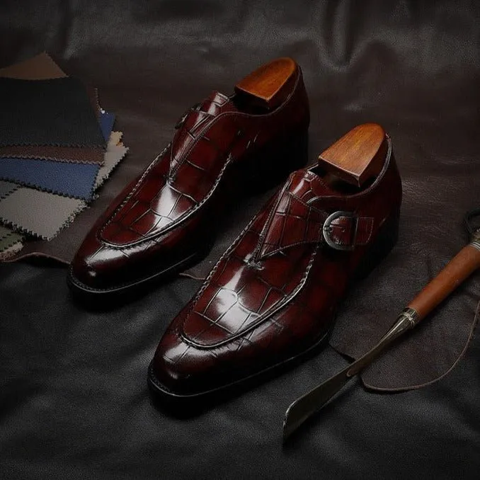 LuxeGrip Exotic Alligator Slip On Dress Shoes