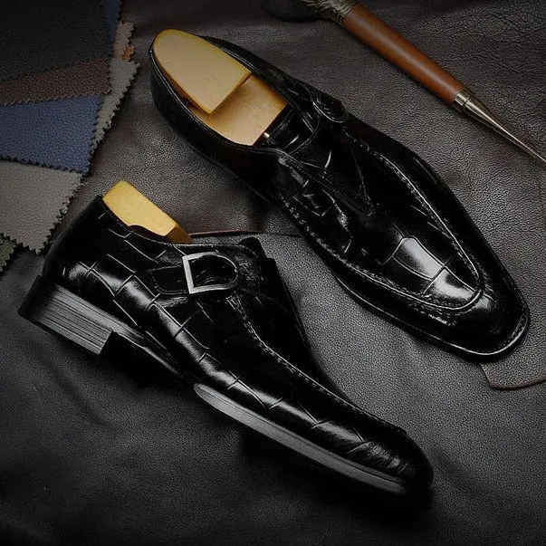 LuxeGrip Exotic Alligator Slip On Dress Shoes