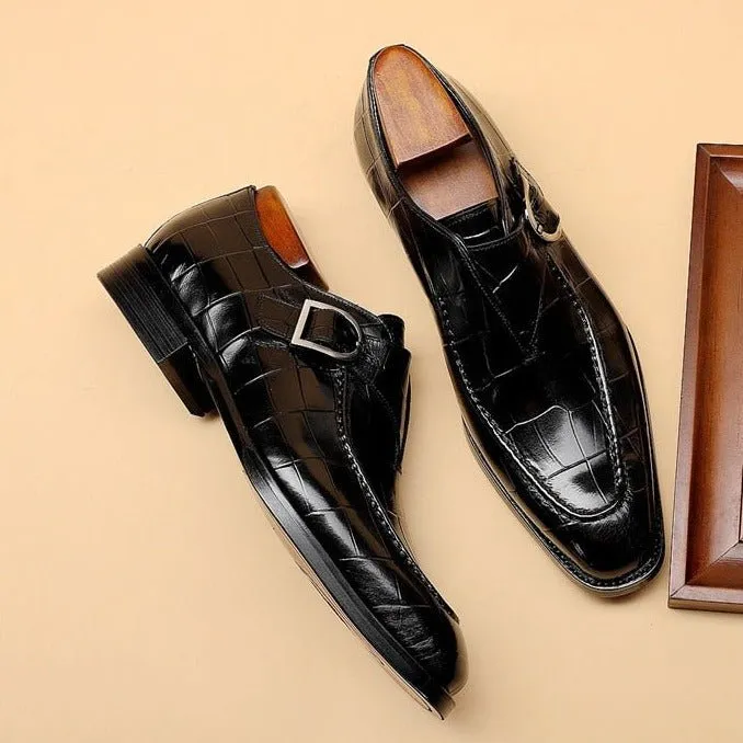 LuxeGrip Exotic Alligator Slip On Dress Shoes
