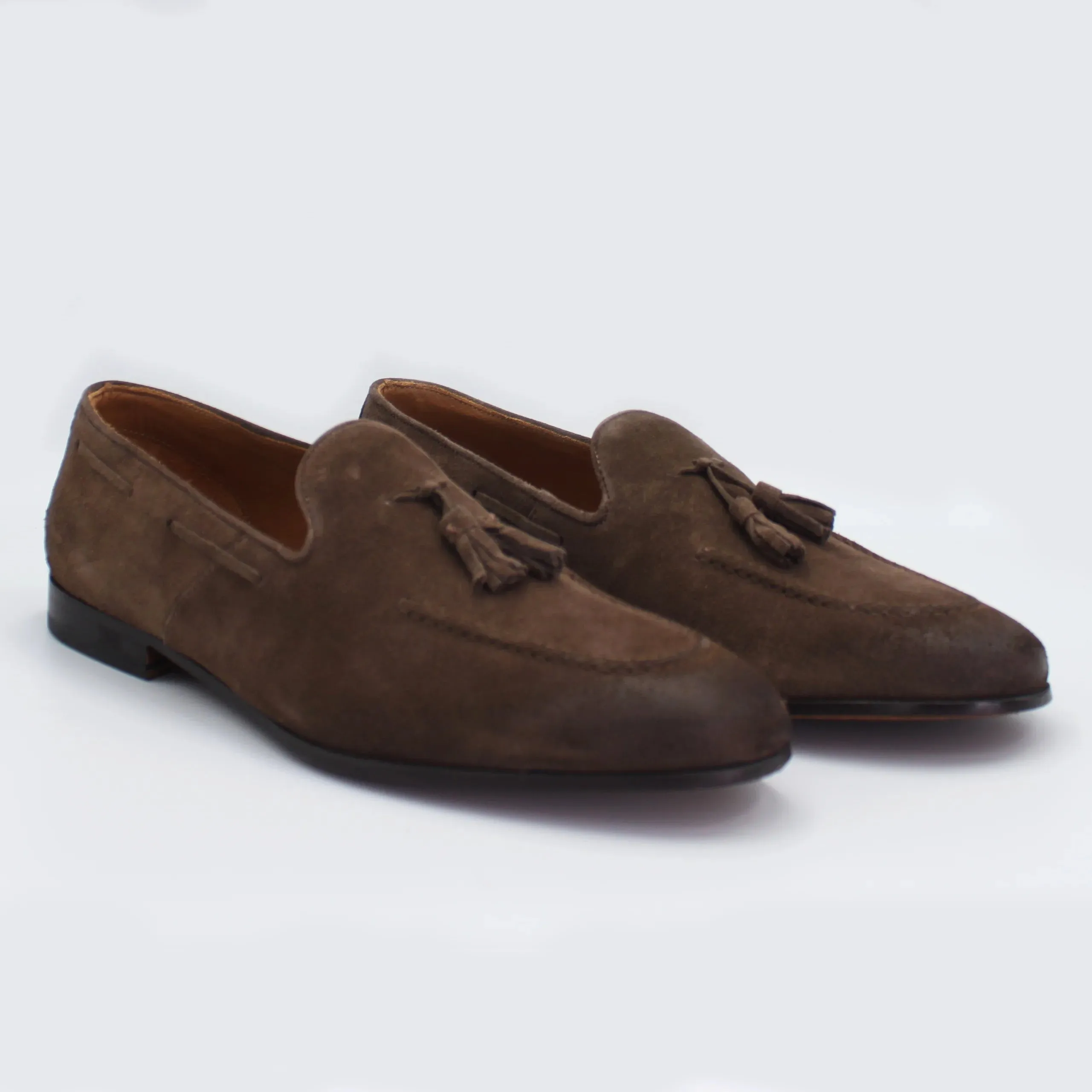 Men's Classic Suede Tasseled Moccasin in Noce Brown (AC283)