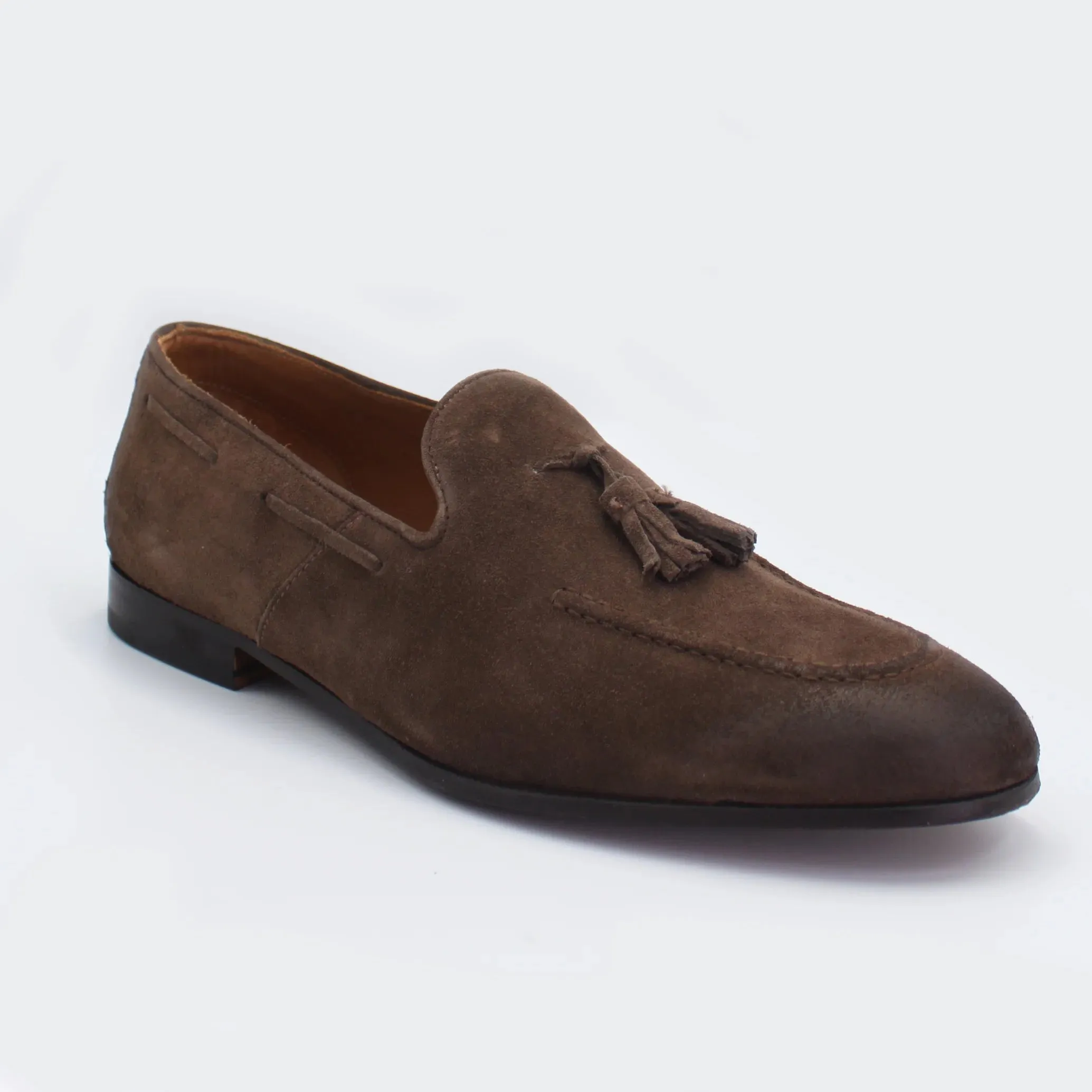 Men's Classic Suede Tasseled Moccasin in Noce Brown (AC283)