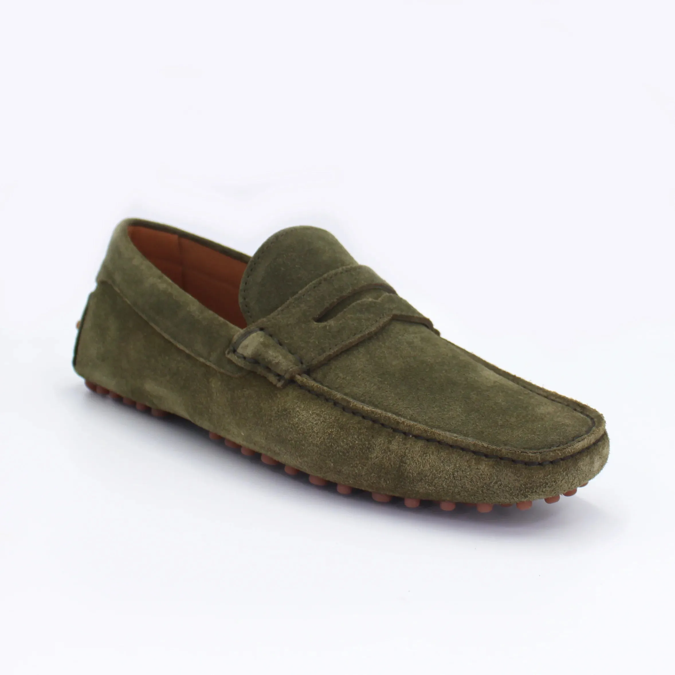 Men's Driver in Calf Leather Suede Asparago Green (CONU0460002)