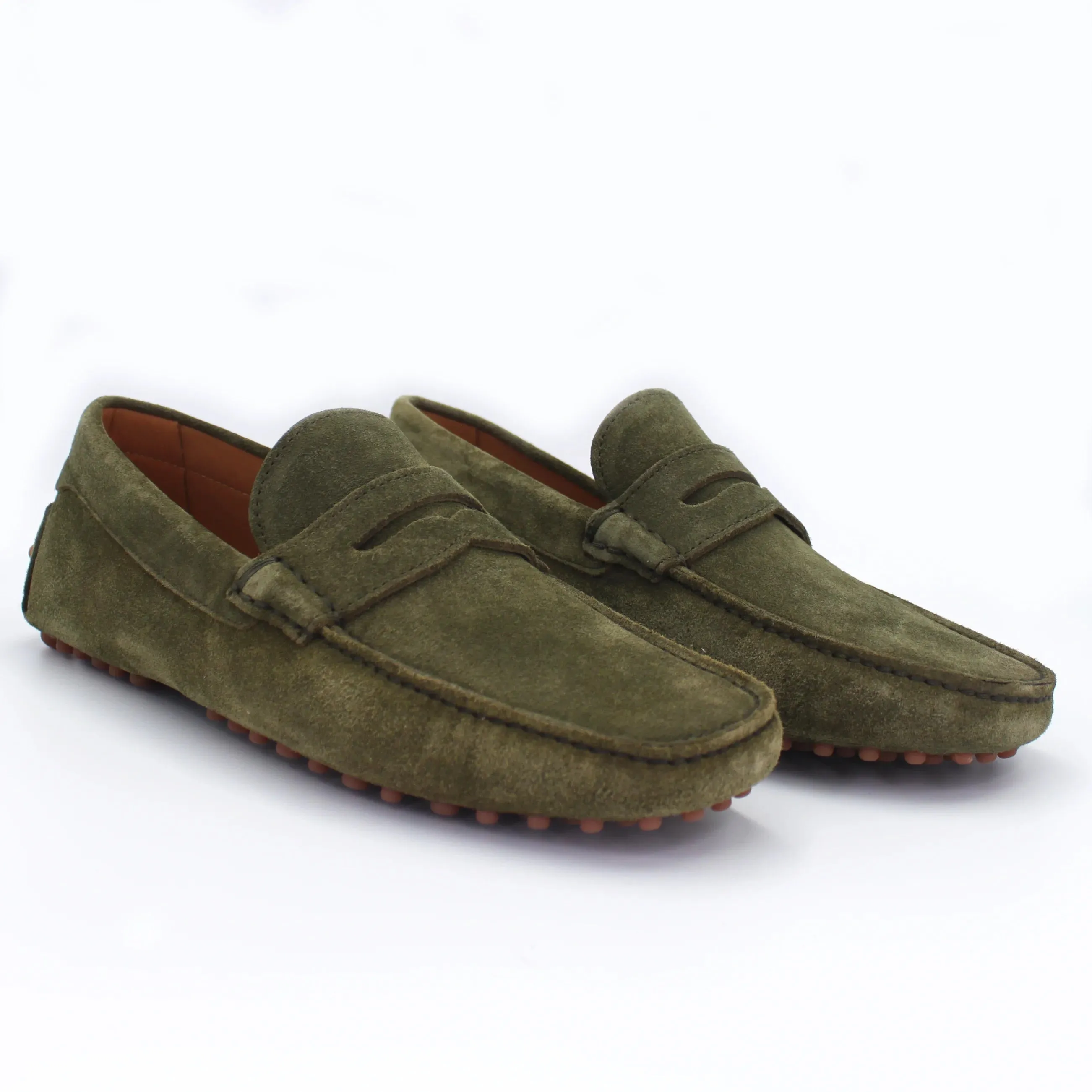 Men's Driver in Calf Leather Suede Asparago Green (CONU0460002)
