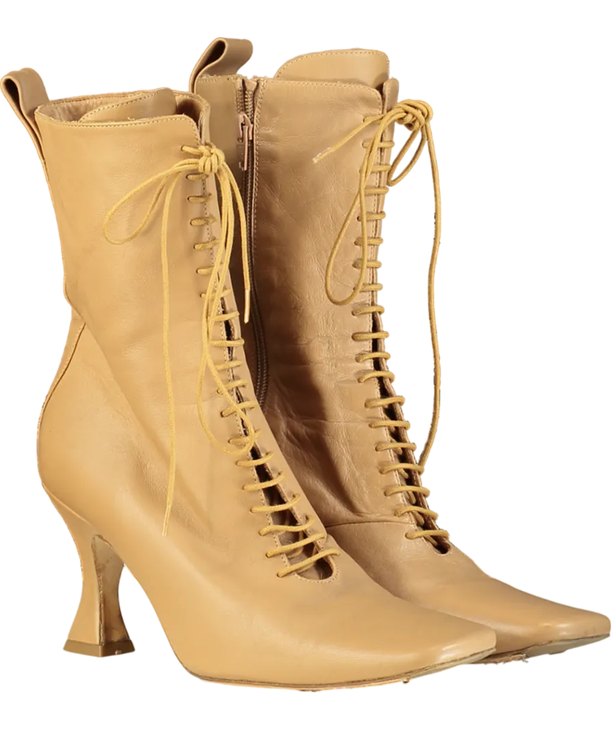 Miista London Brown Yana Leather Ankle Boots UK 8 EU 41 