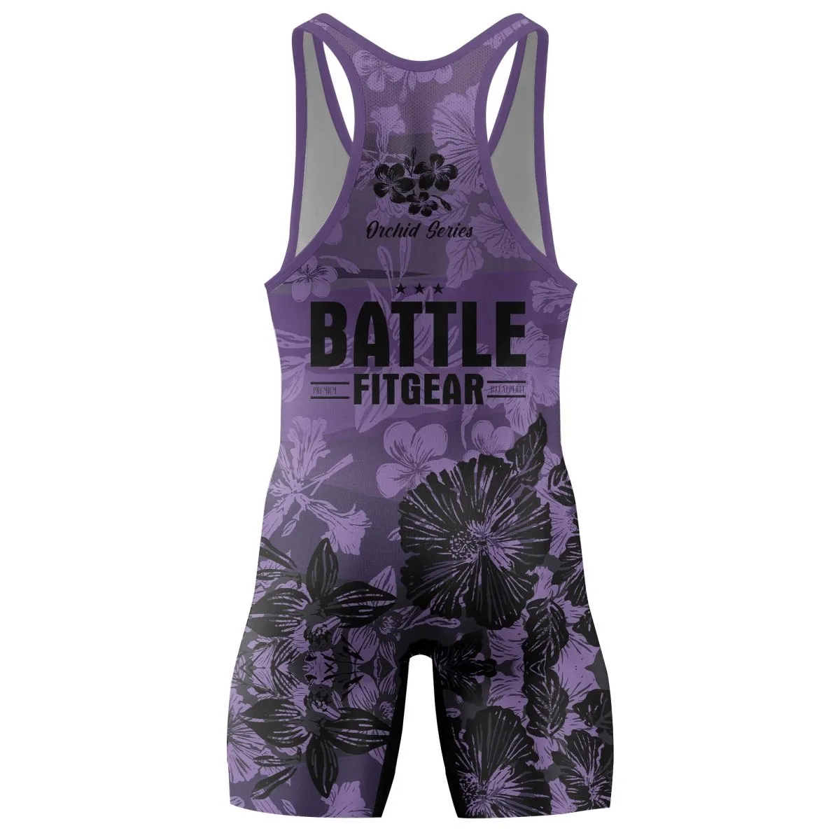 Orchid Series Floral Violet Heart Pattern Wrestling Singlets