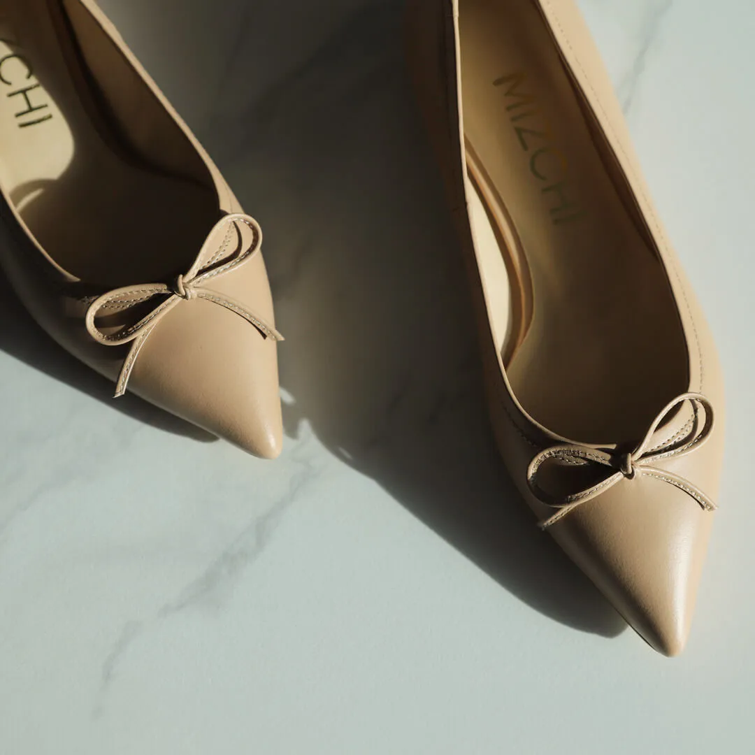 *UK size 2.5 - KAZY - beige leather, 1.5cm heels
