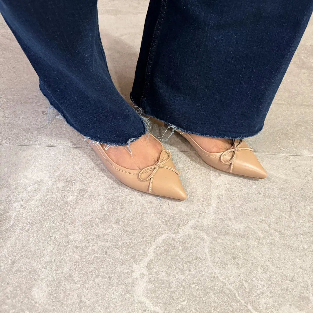 *UK size 2.5 - KAZY - beige leather, 1.5cm heels