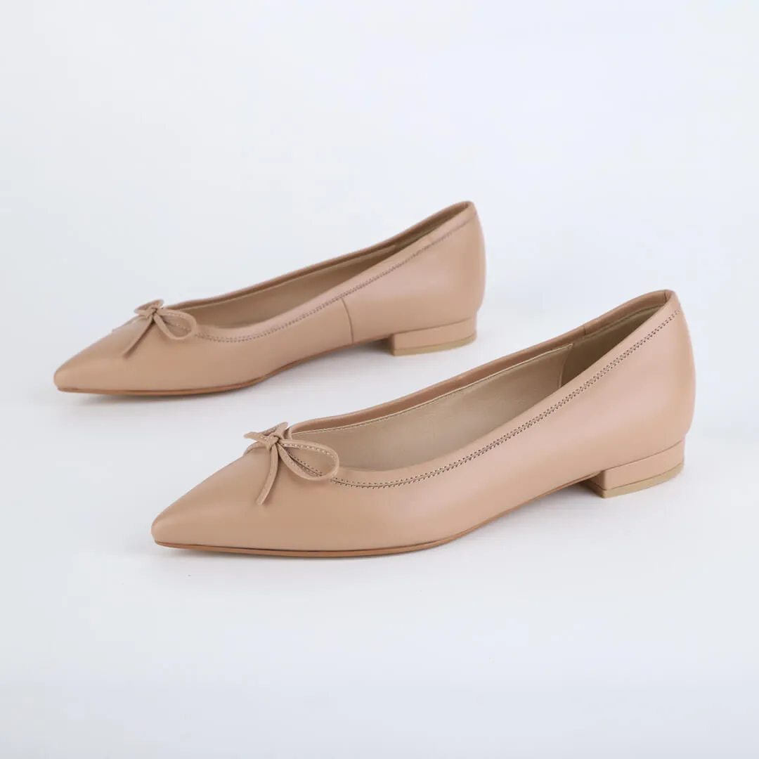 *UK size 2.5 - KAZY - beige leather, 1.5cm heels