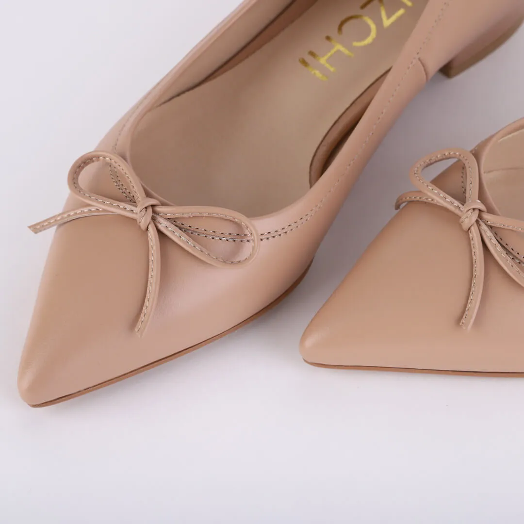 *UK size 2.5 - KAZY - beige leather, 1.5cm heels