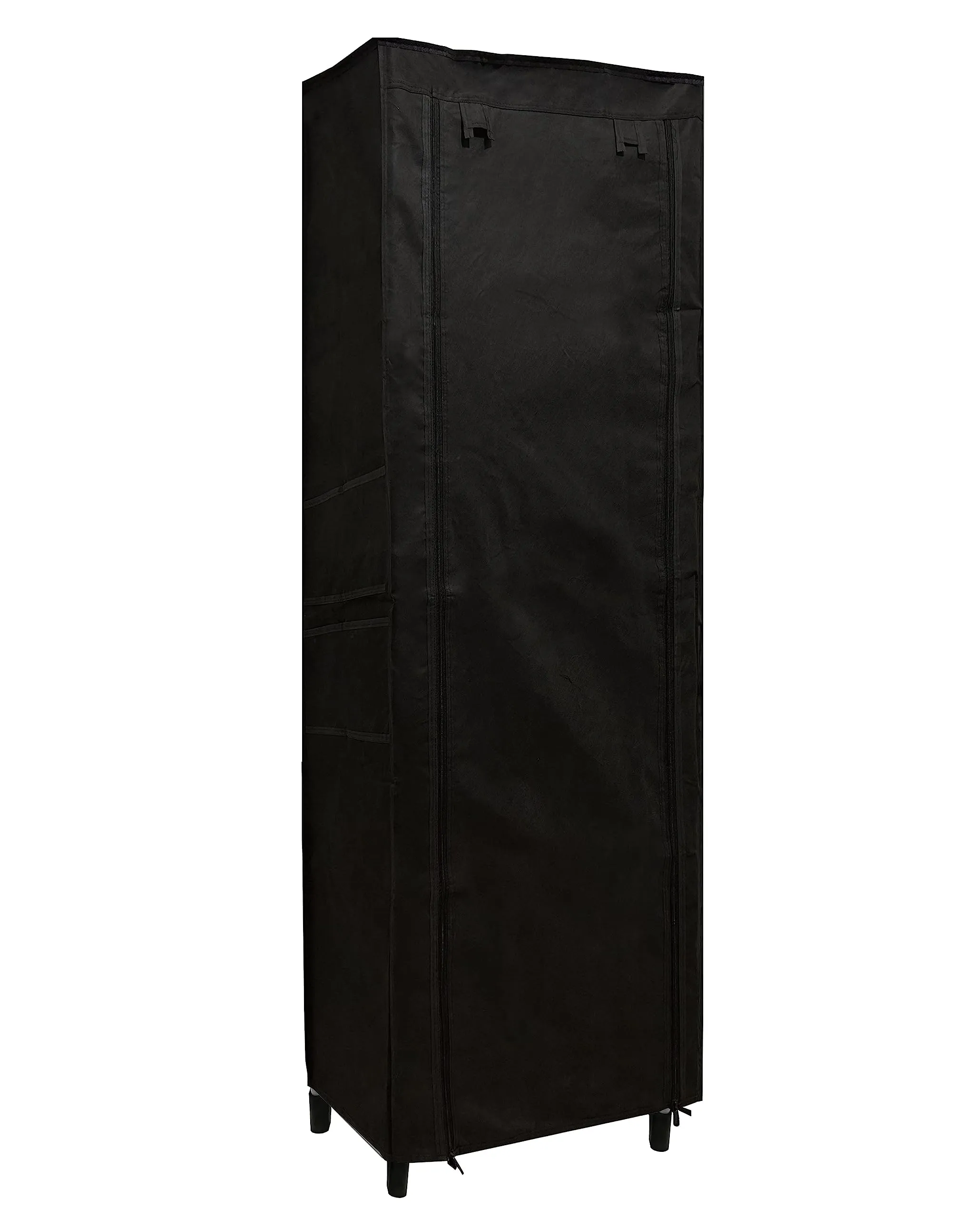 Urban Choice Multipurpose 9 Shelves Shoe Rack with Zip Door Cover & Side Pockets, Multiuse Storage Rack for Footwear, Toys Clothes with Dustproof Cover (Black, Metal)