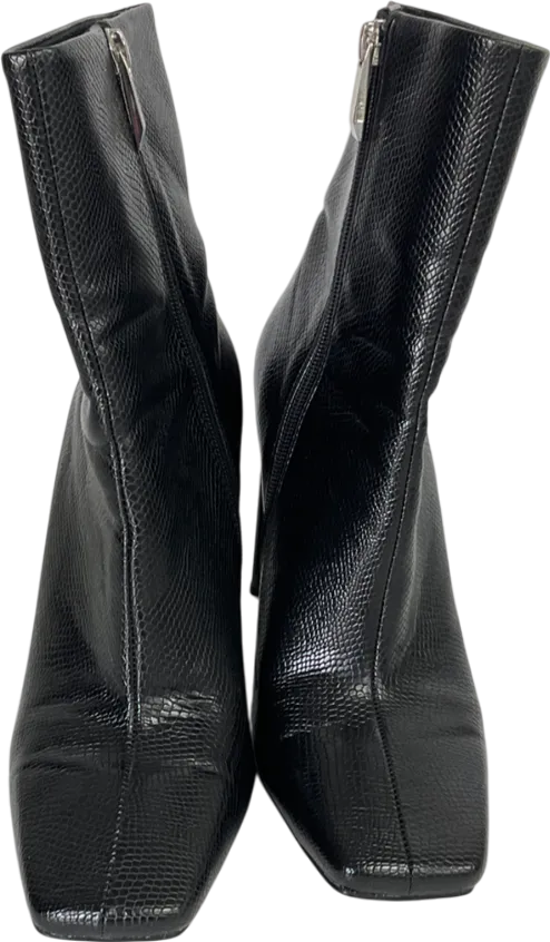 ZARA Black Textured Ankle Boots UK 4 EU 37 